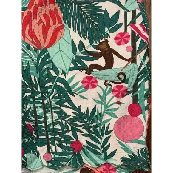 Talbots Women Shorts Size 18 Monkey Jungle Print Green Pink Scalloped Hem - Picture 4 of 12